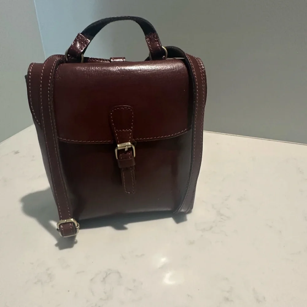Patricia Nash Small Vatoni Brown Leather Convertible Bag/Backpack